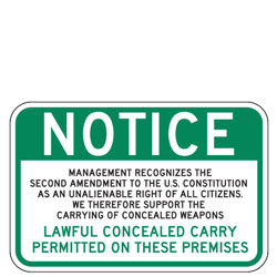 NOTICE | Lawful Concealed Carry Permitted On Premises Sign