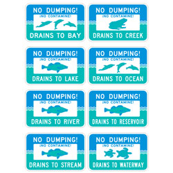 No Dumping (No Contamine) | XX Symbol | Drains to XX Sign