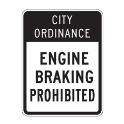 City Ordinance Engine Brakes Prohibited Sign