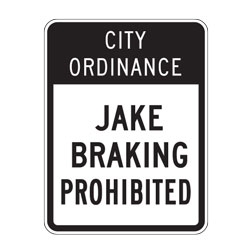 City Ordinance Jake Brakes Prohibited Sign