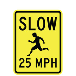 Slow (Child Symbol) 25 MPH Sign