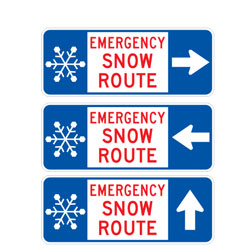 Emergency Snow Route with Arrow Sign