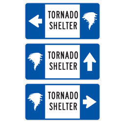 Tornado Shelter with Arrow Sign