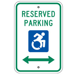 Reserved Parking Active Handicap (Symbol) with Double Arrow Sign