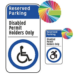 Reserved Parking Disabled Permit Holders Only Sign | Architectural Header with Words & Symbol | Universal Disabled Parking Sign