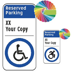 Reserved Parking (Your Words) Sign | Architectural Header with Words & Symbol | Universal Disabled Parking Sign