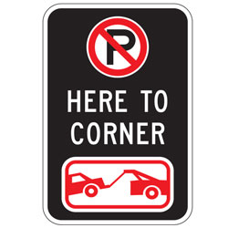 Oxford Series: (No Parking Symbol) Here to Corner | (Tow Symbol) Sign