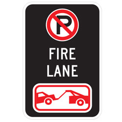 Oxford Series: (No Parking Symbol) Fire Lane  | (Tow Symbol) Sign