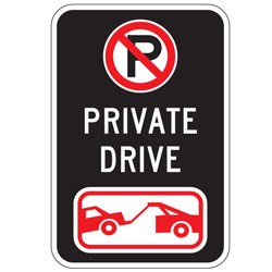 Oxford Series: (No Parking Symbol) Private Drive | (Tow Symbol) Sign