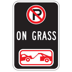 Oxford Series: (No Parking Symbol) On Grass | (Tow Symbol) Sign