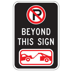 Oxford Series: (No Parking Symbol) Beyond This Sign | (Tow Symbol) Sign