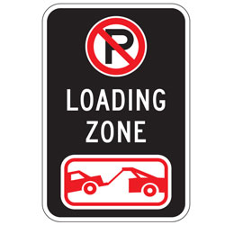 Oxford Series: (No Parking Symbol) Loading Zone | (Tow Symbol) Sign