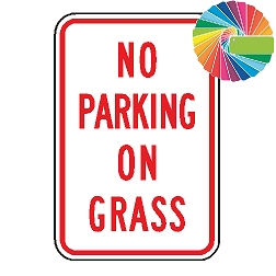 No Parking On Grass | MUTCD Compliant Word Only | Universal Prohibitive No Parking Sign