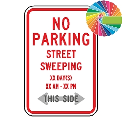 No Parking Variable XX Street Sweeping | MUTCD Compliant Word Only | Universal Prohibitive No Parking Sign