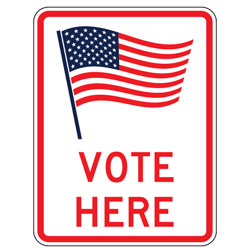 Vote Here (Flag Symbol) Sign