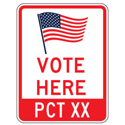 Vote Here Precinct XX (Flag Symbol) Sign
