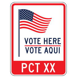 Vote Here | Vote Aqui Precinct XX (Flag Symbol) Sign