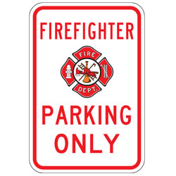 Firefighter Parking Only Sign