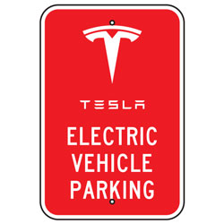 Tesla Electric Vehicle Parking Sign