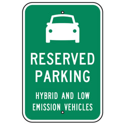 Vehicle (Symbol) Reserved Parking Hybrid and Low Emission Vehicles Sign