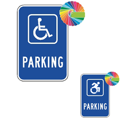 Parking Disabled Permit Holders Only Sign | MUTCD Symbol & Words | Blue Background | Universal Disabled Parking Sign