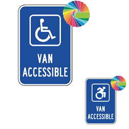 Van Accessible Sign | MUTCD Symbol & Words | Blue Background | Universal Disabled Parking Sign