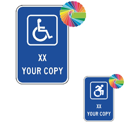 Reserved Parking (Your Words) Sign | MUTCD Symbol & Words | Blue Background | Universal Disabled Parking Sign