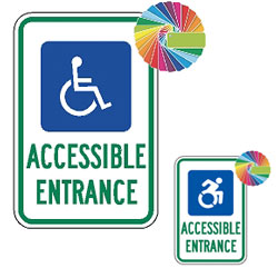 Accessible Entrance Sign | MUTCD Symbol & Words | Universal Disabled Parking Sign