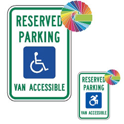 Reserved Parking Van Accessible Sign | MUTCD Symbol & Words | Universal Disabled Parking Sign