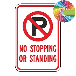No Parking No Stopping No Standing | MUTCD Compliant Symbol & Words | Universal Prohibitive No Parking Sign