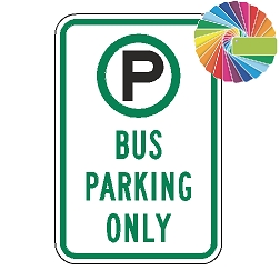 Bus Parking Only | MUTCD Compliant Symbol & Words | Universal Permissive Parking Sign