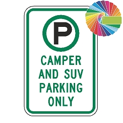 Camper And SUV Parking Only | MUTCD Compliant Symbol & Words | Universal Permissive Parking Sign