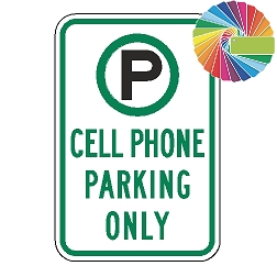 Cell Phone Parking Only | MUTCD Compliant Symbol & Words | Universal Permissive Parking Sign