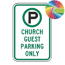 Church Guest Parking Only | MUTCD Compliant Symbol & Words | Universal Permissive Parking Sign