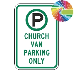 Church Van Parking Only | MUTCD Compliant Symbol & Words | Universal Permissive Parking Sign