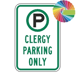 Clergy Parking Only | MUTCD Compliant Symbol & Words | Universal Permissive Parking Sign