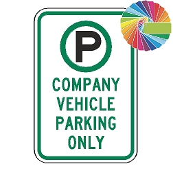 Company Vehicle Parking Only | MUTCD Compliant Symbol & Words | Universal Permissive Parking Sign
