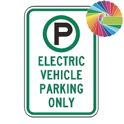 Electric Vehicle Parking Only | MUTCD Compliant Symbol & Words | Universal Permissive Parking Sign