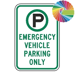 Emergency Vehicle Parking Only | MUTCD Compliant Symbol & Words | Universal Permissive Parking Sign