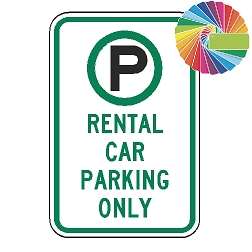Rental Car Parking Only | MUTCD Compliant Symbol & Words | Universal Permissive Parking Sign