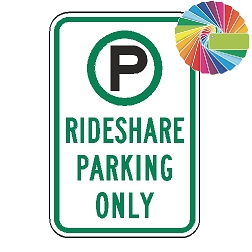 Rideshare Parking Only | MUTCD Compliant Symbol & Words | Universal Permissive Parking Sign