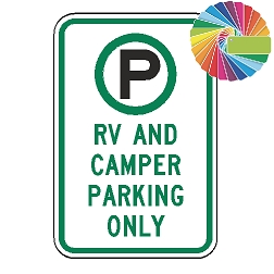 RV And Camper Parking Only | MUTCD Compliant Symbol & Words | Universal Permissive Parking Sign