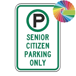 Senior Citizen Parking Only | MUTCD Compliant Symbol & Words | Universal Permissive Parking Sign