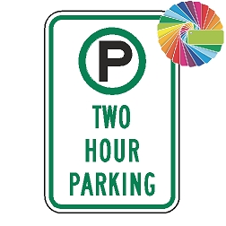 Two Hour Parking | MUTCD Compliant Symbol & Words | Universal Permissive Parking Sign