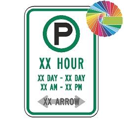 Parking Permitted Variable Times & Hours | MUTCD Compliant Symbol & Words | Universal Permissive Parking Sign