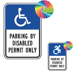 Reserved Parking Disabled Permit Holders Only Sign | Symbol in Header & Words | Universal Disabled Parking Sign