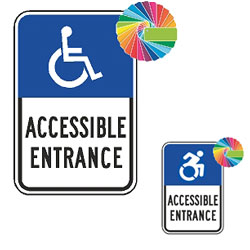 Reserved Parking Accessible Entrance Sign | Symbol in Header & Words | Universal Disabled Parking Sign