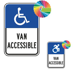 Reserved Parking Van Accessible Sign | Symbol in Header & Words | Universal Disabled Parking Sign