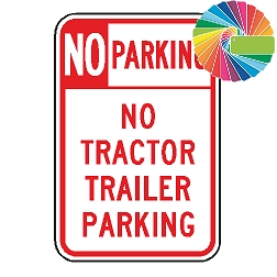 No Tractor Trailer Parking | Header & Words | Universal Prohibitive No Parking Sign