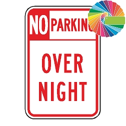 No Parking Overnight | Header & Words | Universal Prohibitive No Parking Sign